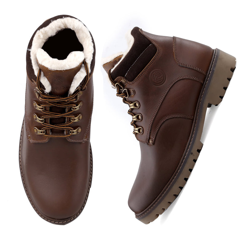 Bacca Bucci Men's MOSCOW Splashproof Leather Fashion Boots for Bikers Riders Trekking Backpacking Hiking with Fur Lining