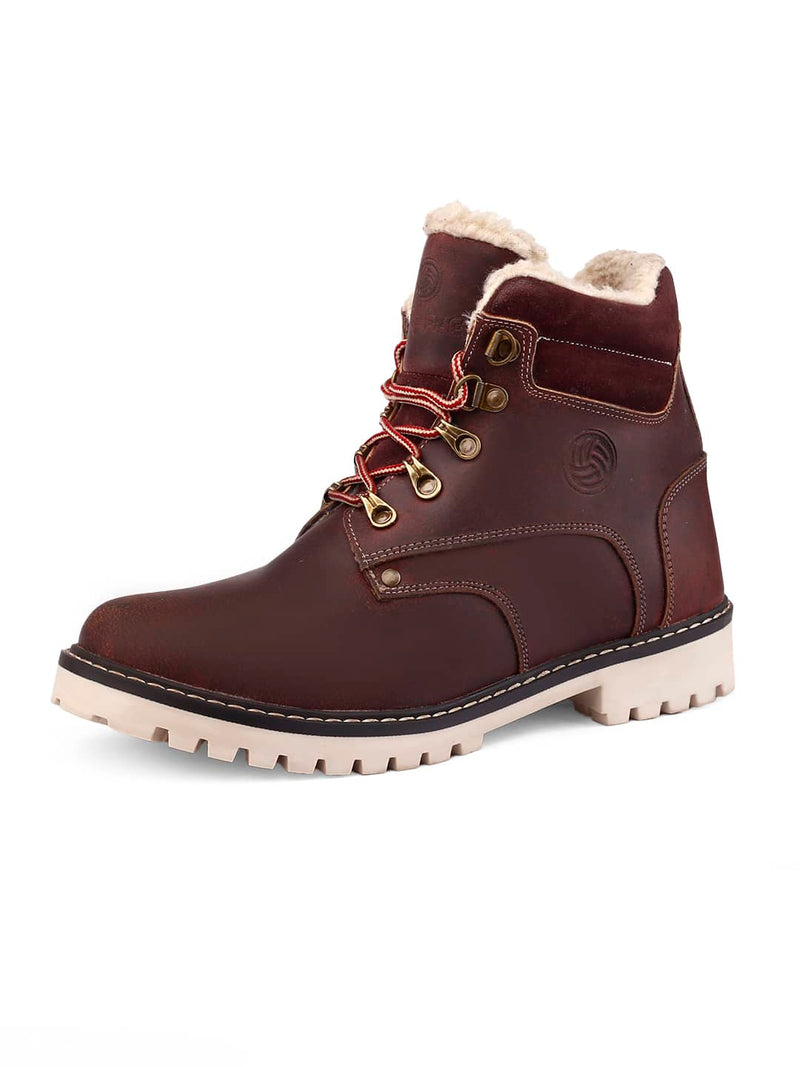 Bacca Bucci MOSCOW Splash-proof Leather Fashion Boots for Bikers Riders Trekking Backpacking Hiking with Fur Lining
