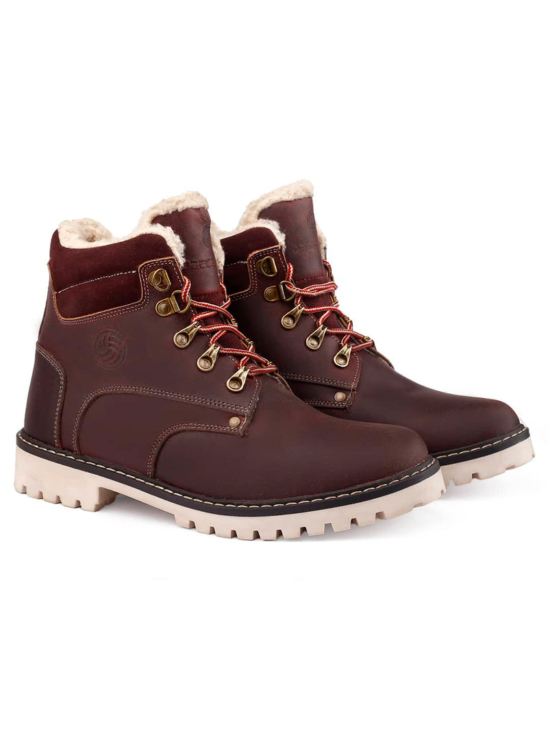 Bacca Bucci MOSCOW Splash-proof Leather Fashion Boots for Bikers Riders Trekking Backpacking Hiking with Fur Lining