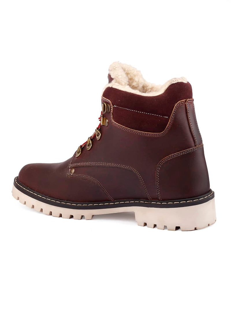 Bacca Bucci MOSCOW Splash-proof Leather Fashion Boots for Bikers Riders Trekking Backpacking Hiking with Fur Lining