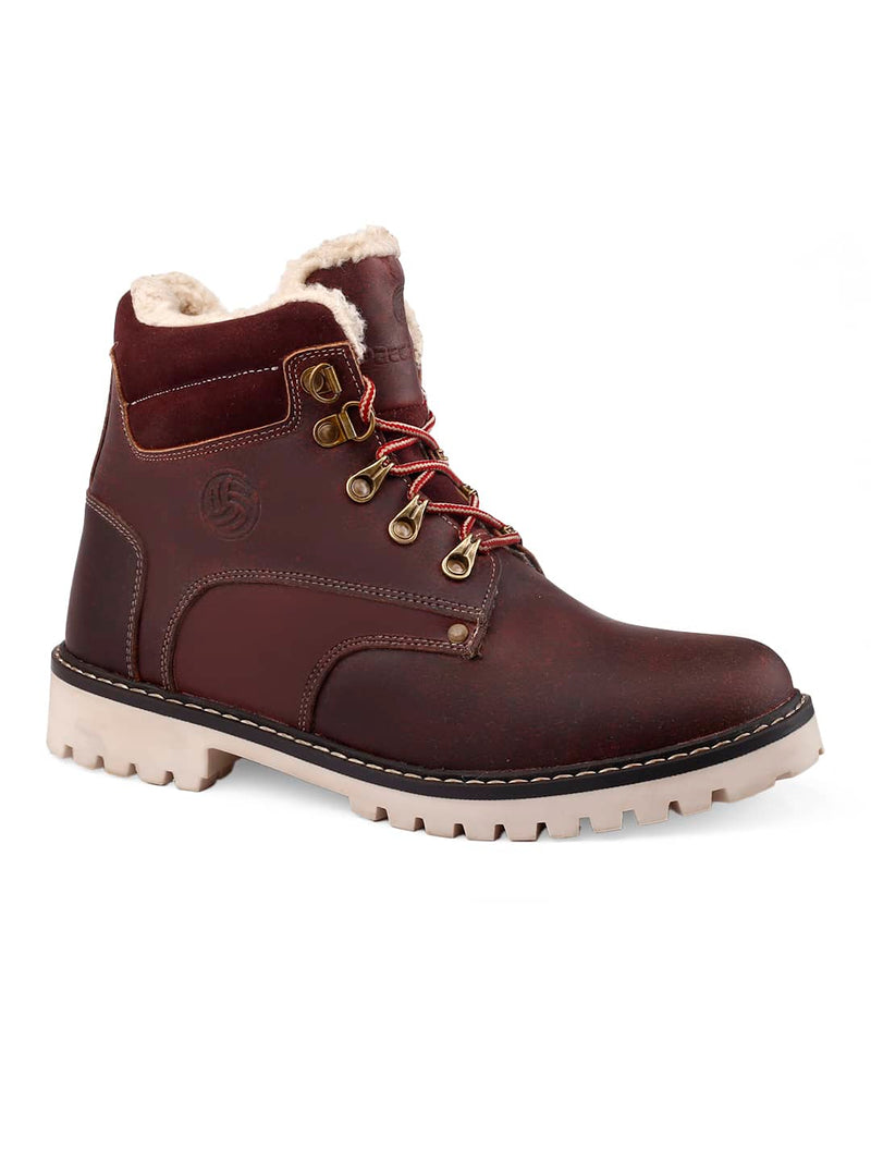 Bacca Bucci MOSCOW Splash-proof Leather Fashion Boots for Bikers Riders Trekking Backpacking Hiking with Fur Lining