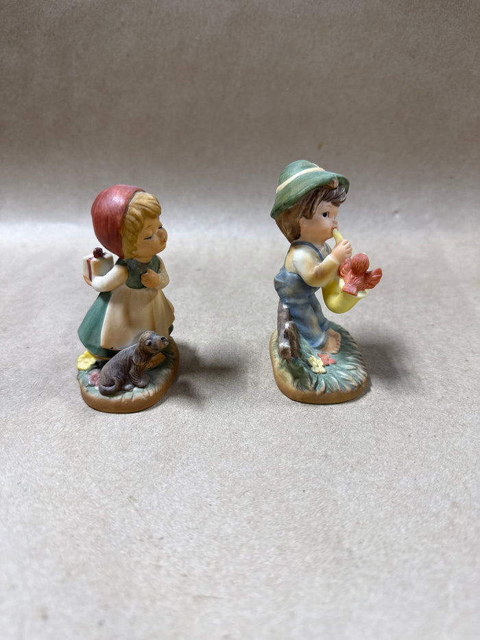 Napco Girl With Dog / Boy With Bird