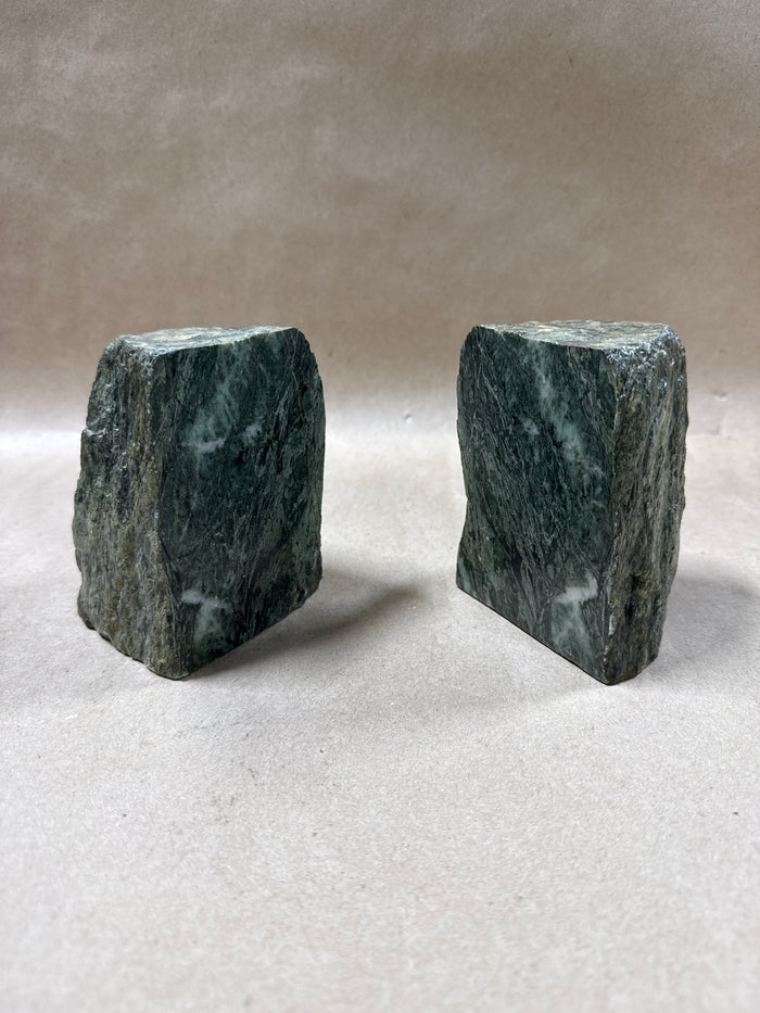 Natural Green Nephrite Jade Bookends