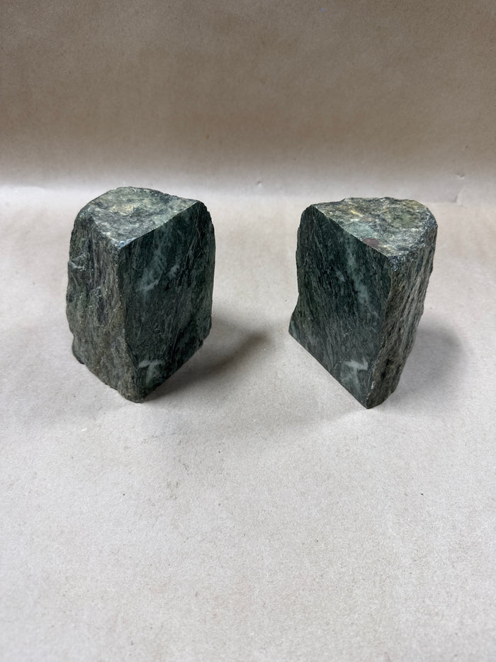Natural Green Nephrite Jade Bookends