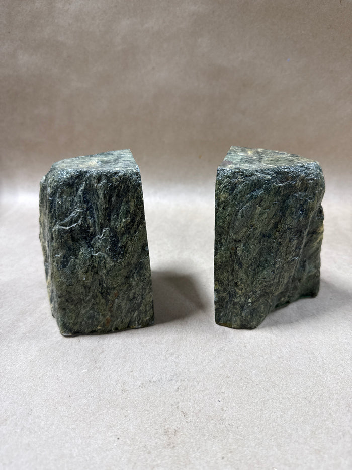 Natural Green Nephrite Jade Bookends