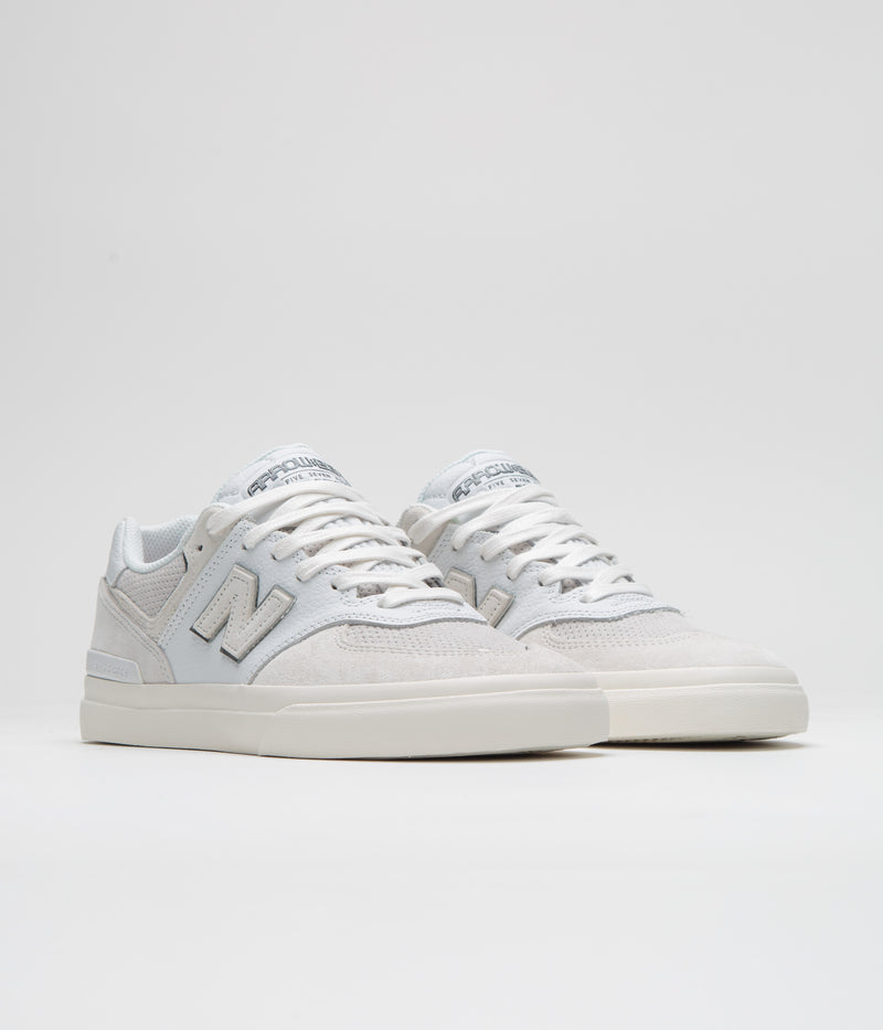New Balance Numeric x Arrow & Beast 574 Shoes in White and Grey