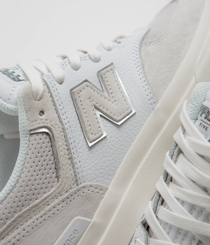New Balance Numeric x Arrow & Beast 574 Shoes in White and Grey