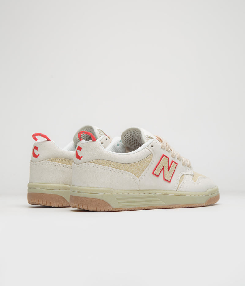New Balance Numeric x Chocolate Skateboards 480 Shoes in Sea Salt and Red