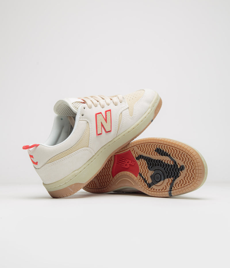 New Balance Numeric x Chocolate Skateboards 480 Shoes in Sea Salt and Red