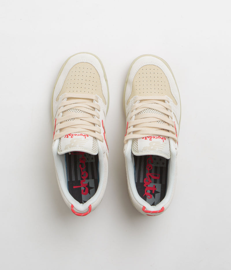 New Balance Numeric x Chocolate Skateboards 480 Shoes in Sea Salt and Red