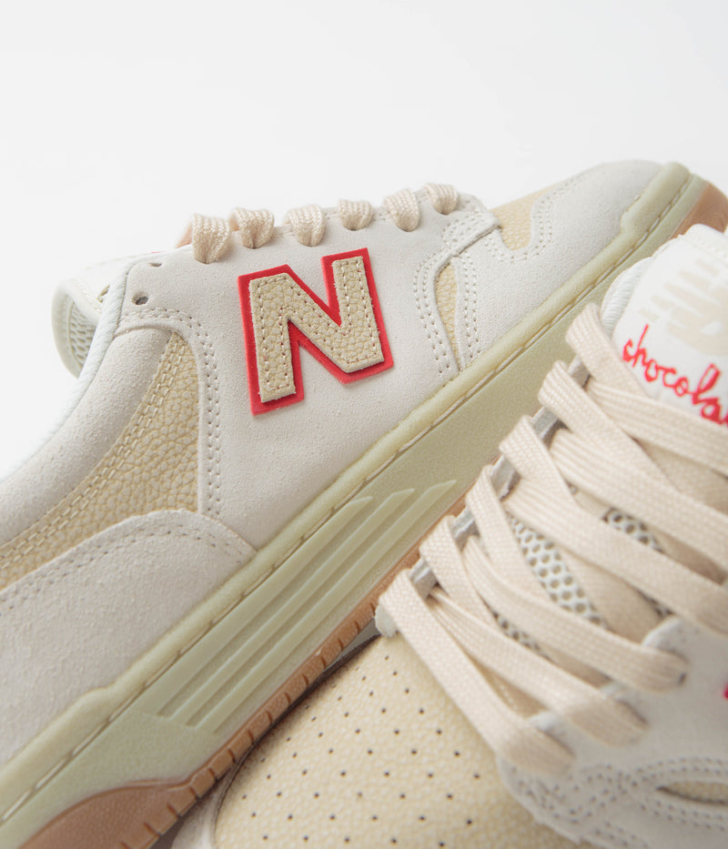New Balance Numeric x Chocolate Skateboards 480 Shoes in Sea Salt and Red