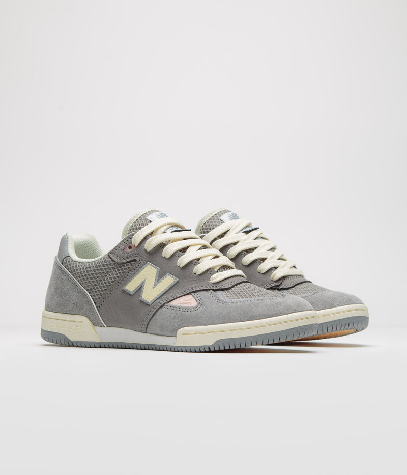 New Balance Numeric x Lost Art 600 Shoes in Sea Salt and Grey