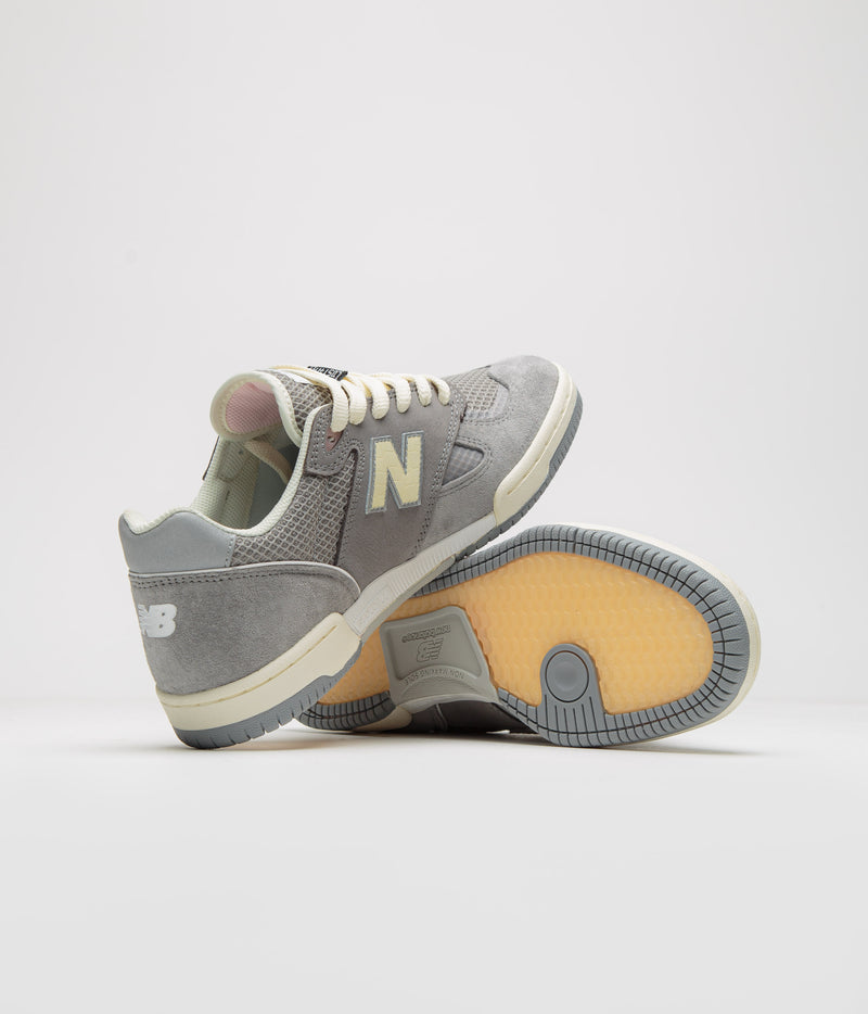 New Balance Numeric x Lost Art 600 Shoes in Sea Salt and Grey