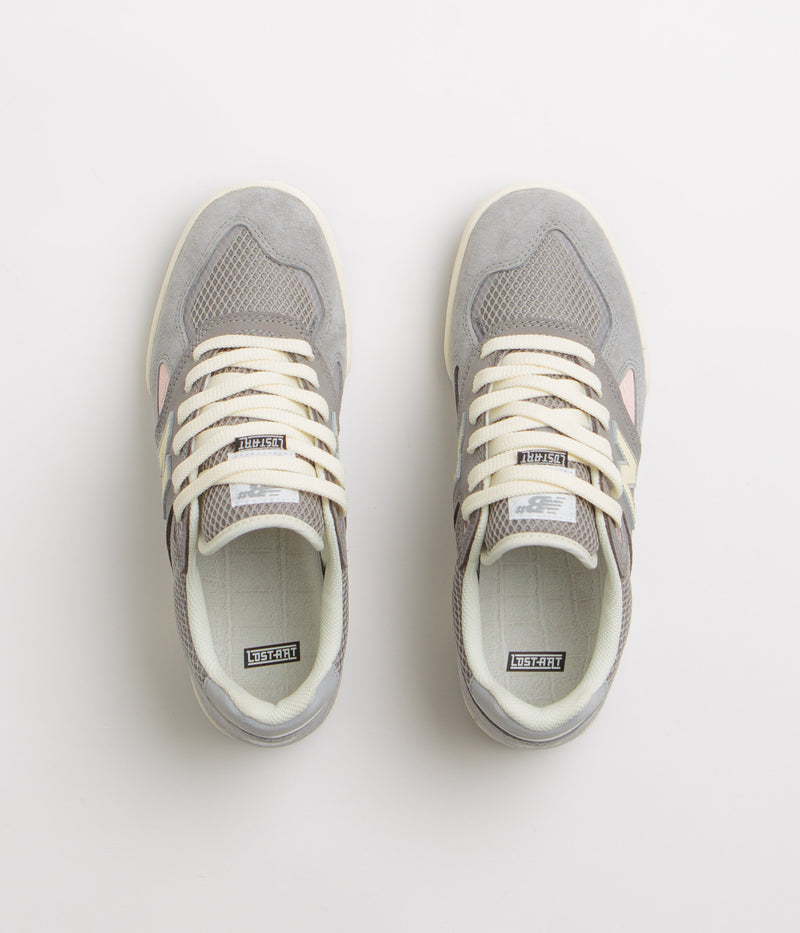 New Balance Numeric x Lost Art 600 Shoes in Sea Salt and Grey