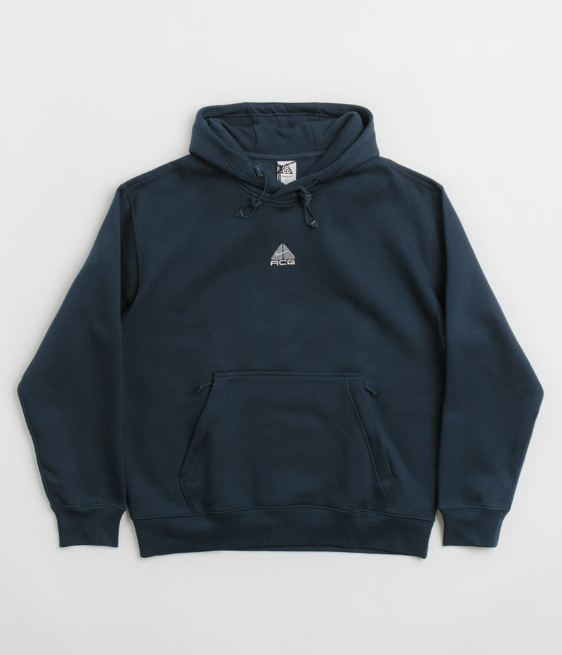 Nike ACG Therma-FIT Fleece Hoodie in Armory Navy and Black / Summit White