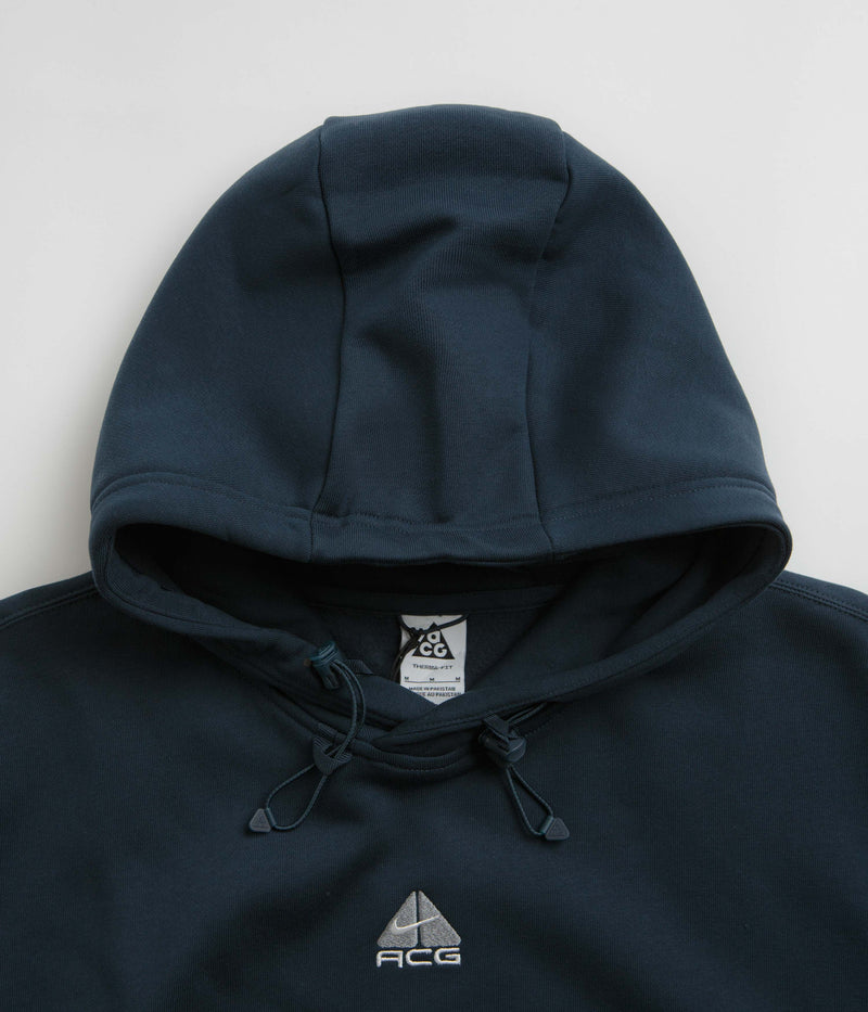 Nike ACG Therma-FIT Fleece Hoodie in Armory Navy and Black / Summit White