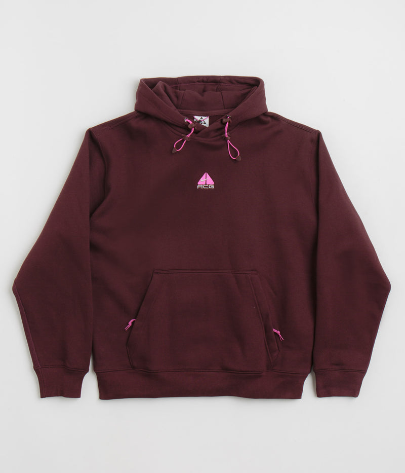 Nike ACG Therma-FIT Fleece Hoodie in Burgundy Crush and Summit White