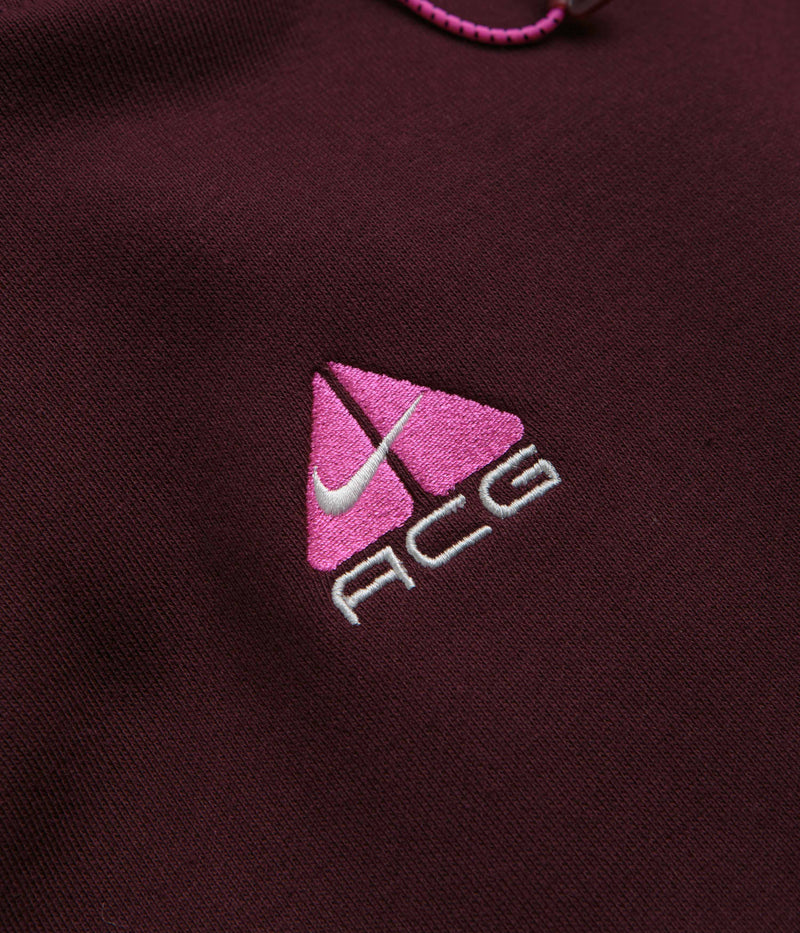 Nike ACG Therma-FIT Fleece Hoodie in Burgundy Crush and Summit White