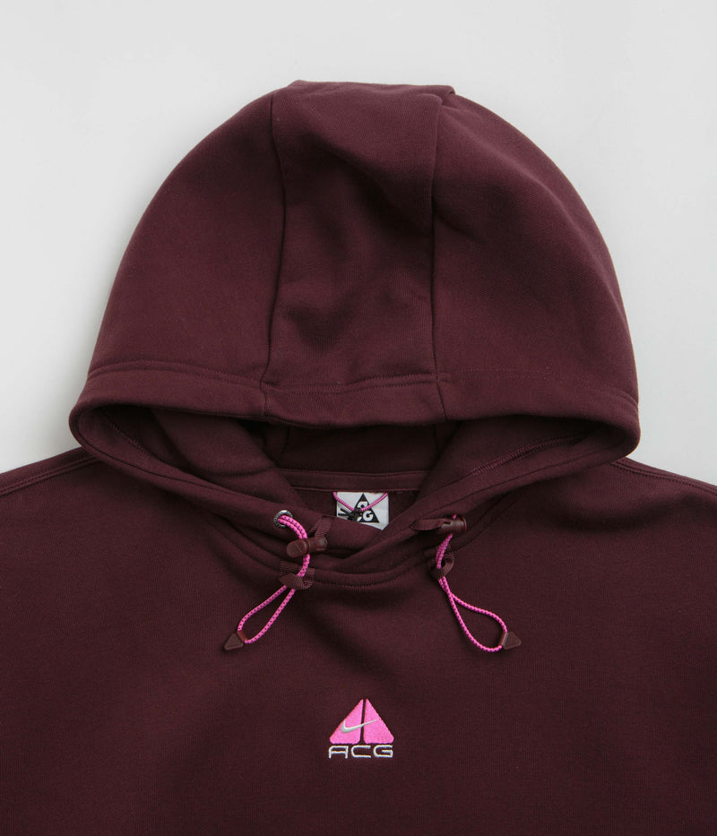 Nike ACG Therma-FIT Fleece Hoodie in Burgundy Crush and Summit White