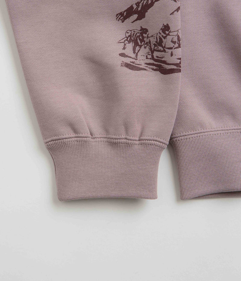 Nike ACG Womens Tuff Fleece Crewneck Sweatshirt in Light Violet Ore and Burgundy Crush