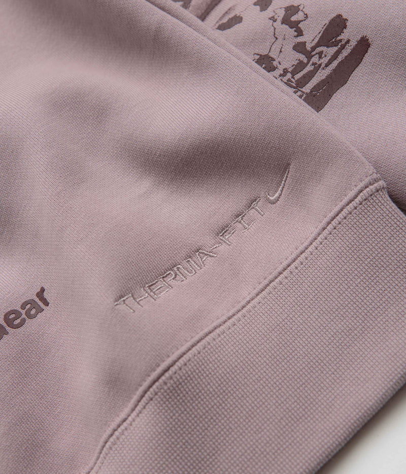 Nike ACG Womens Tuff Fleece Crewneck Sweatshirt in Light Violet Ore and Burgundy Crush