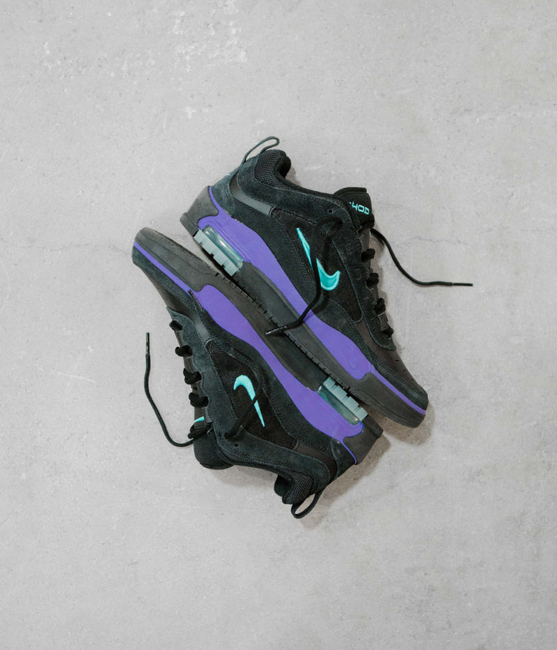 Nike SB Air Max Ishod Shoes in Black and Dusty Cactus and Black - Persian Violet
