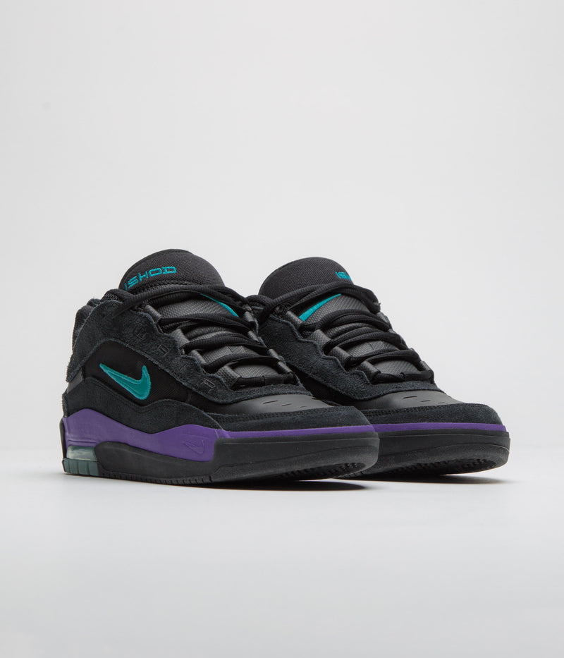 Nike SB Air Max Ishod Shoes in Black and Dusty Cactus and Black - Persian Violet