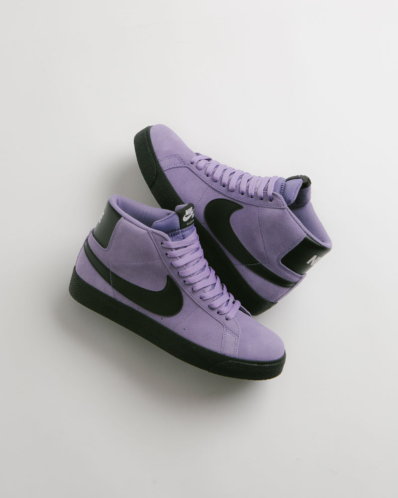 Nike SB Blazer Mid Shoes in Dusty Amethyst and Black and Dusty Amethyst