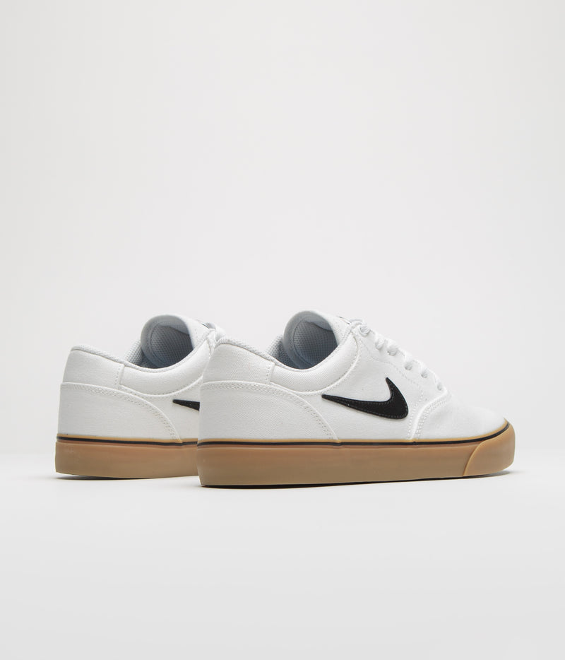 Nike SB Chron 2 Canvas Shoes in White and Black and White - Gum Light Brown