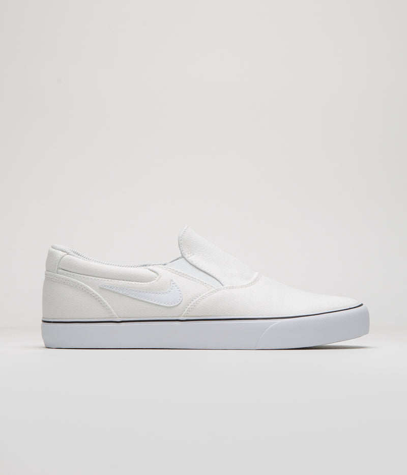 Nike SB Chron 2 Slip Shoes in White and White and White - Black