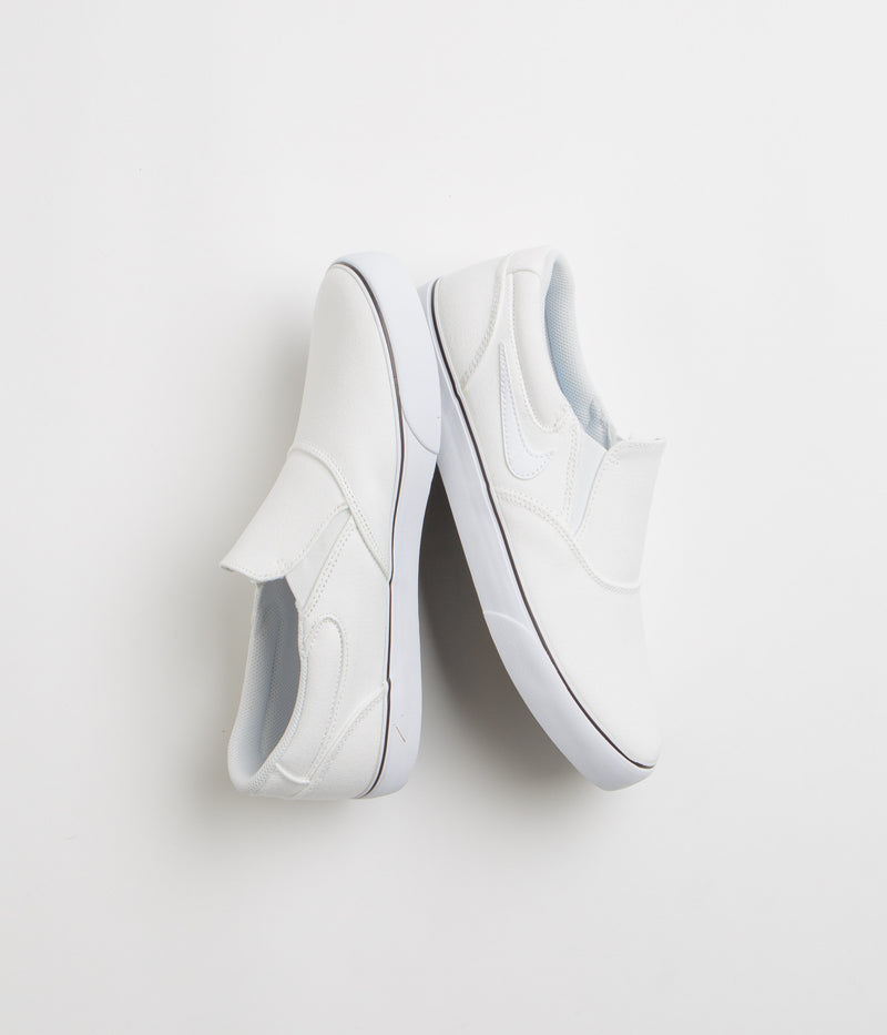 Nike SB Chron 2 Slip Shoes in White and White and White - Black