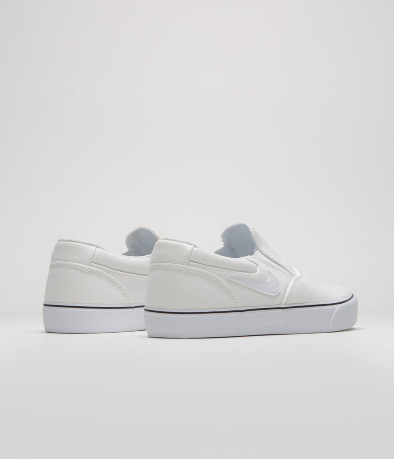 Nike SB Chron 2 Slip Shoes in White and White and White - Black