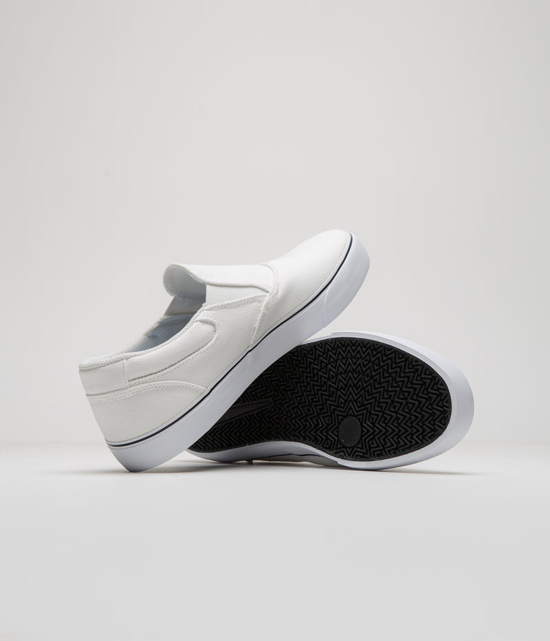 Nike SB Chron 2 Slip Shoes in White and White and White - Black