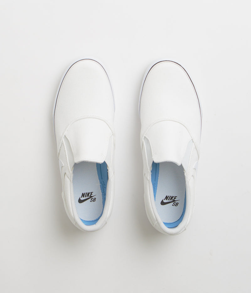 Nike SB Chron 2 Slip Shoes in White and White and White - Black
