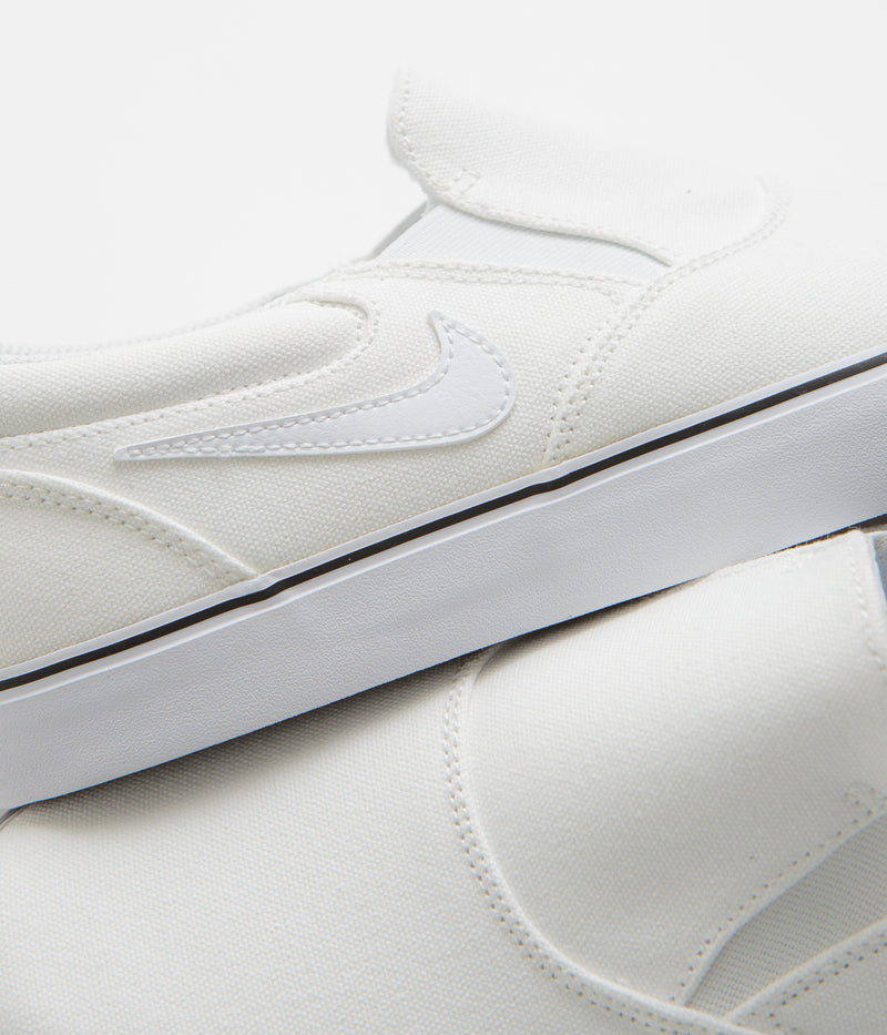 Nike SB Chron 2 Slip Shoes in White and White and White - Black