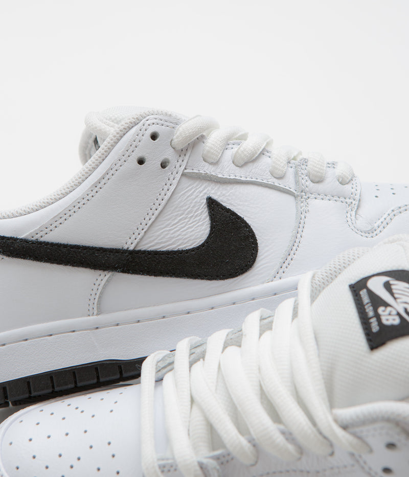 Nike SB Dunk Low Pro Shoes in White and Black and White - Black