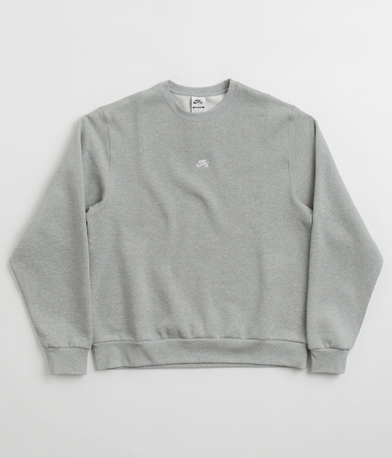 Nike SB Essential Logo Crewneck Sweatshirt in Dark Grey Heather and White