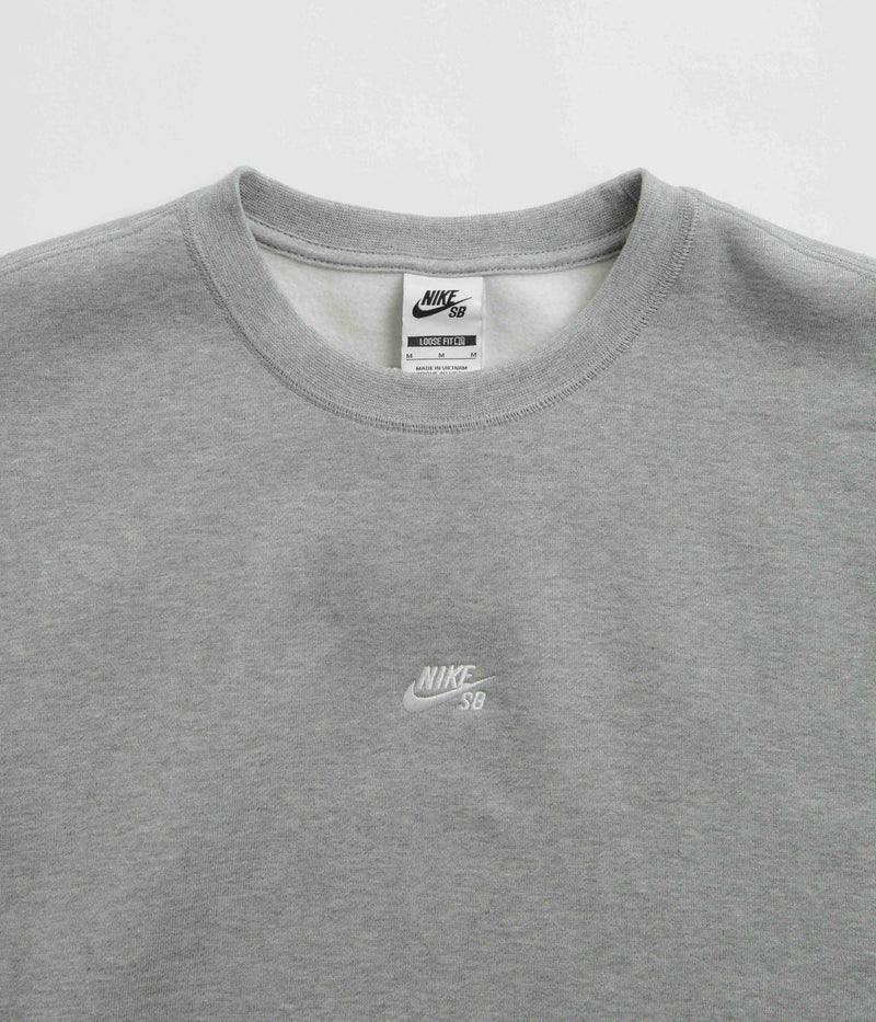 Nike SB Essential Logo Crewneck Sweatshirt in Dark Grey Heather and White