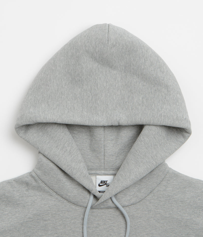Nike SB Essential Small Logo Hoodie in Dark Grey Heather and White