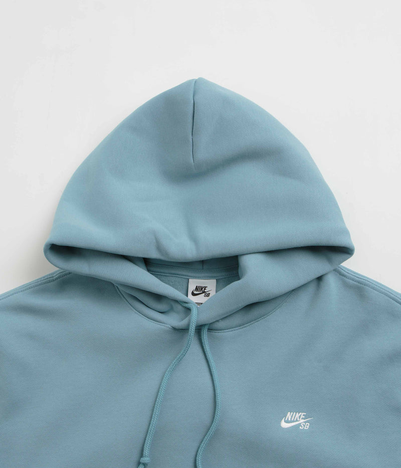 Nike SB Essential Small Logo Hoodie in Denim Turquoise and White