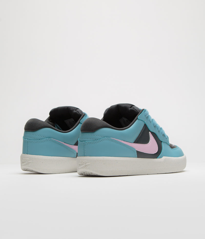Nike SB Force 58 Premium Shoes in Denim Turquoise and Pink Foam and Dark Smoke Grey