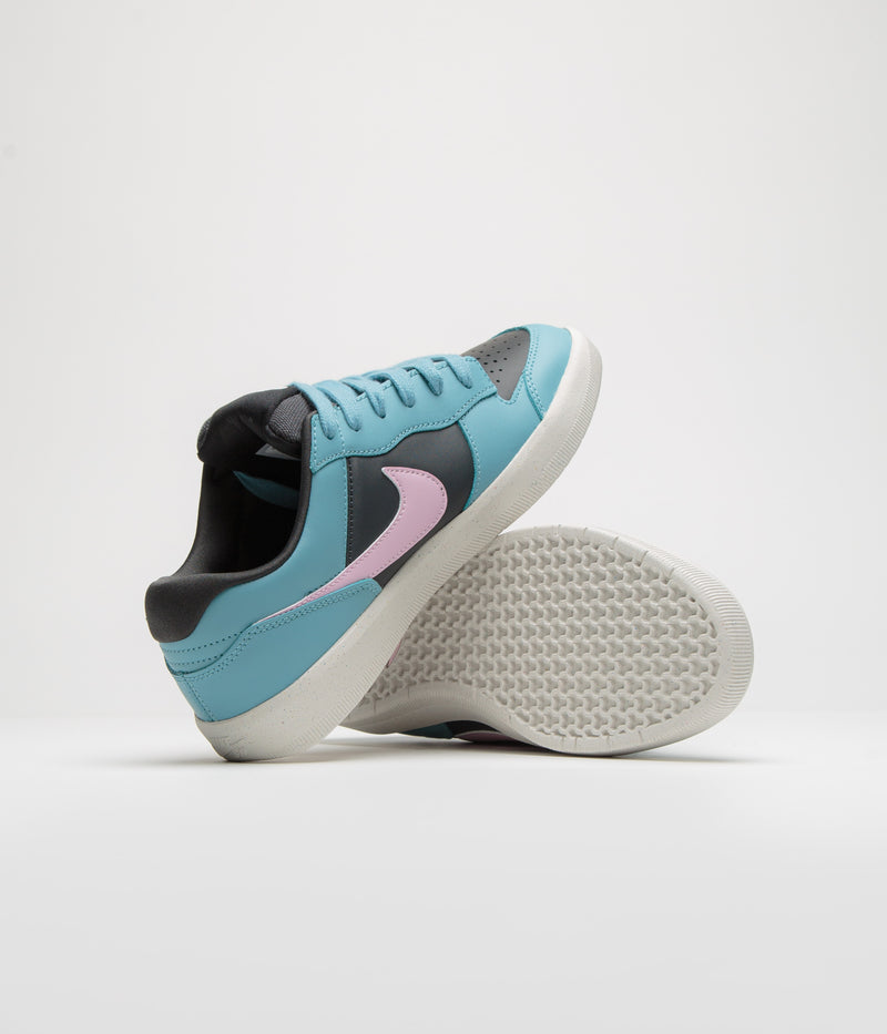 Nike SB Force 58 Premium Shoes in Denim Turquoise and Pink Foam and Dark Smoke Grey