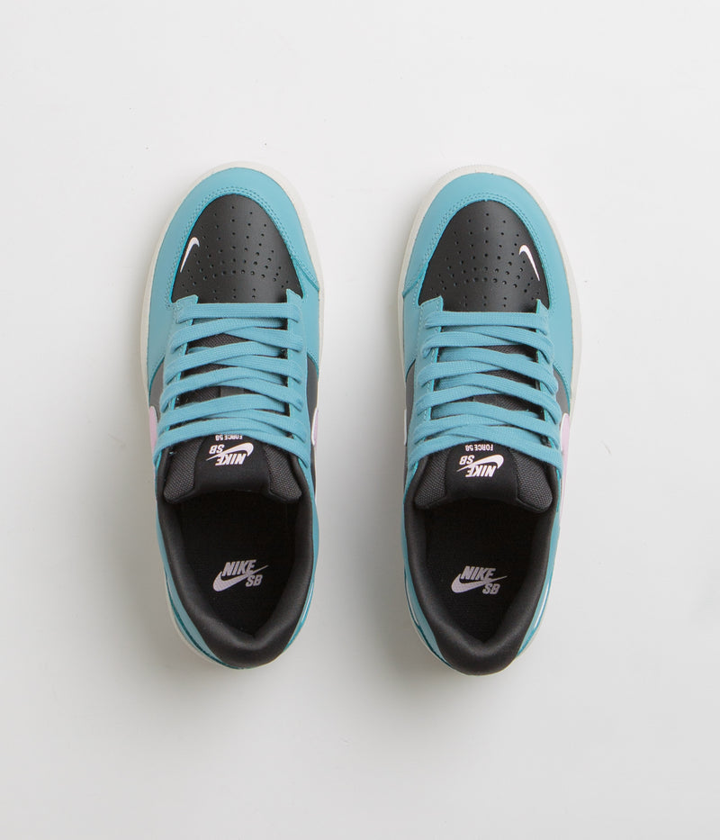 Nike SB Force 58 Premium Shoes in Denim Turquoise and Pink Foam and Dark Smoke Grey