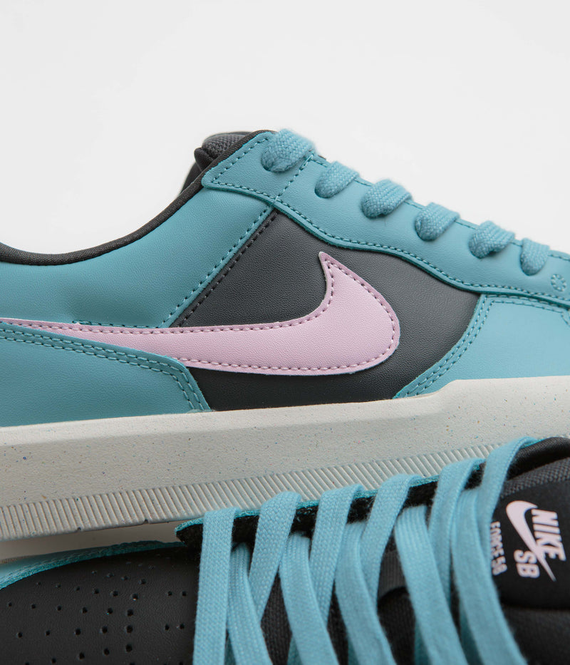 Nike SB Force 58 Premium Shoes in Denim Turquoise and Pink Foam and Dark Smoke Grey