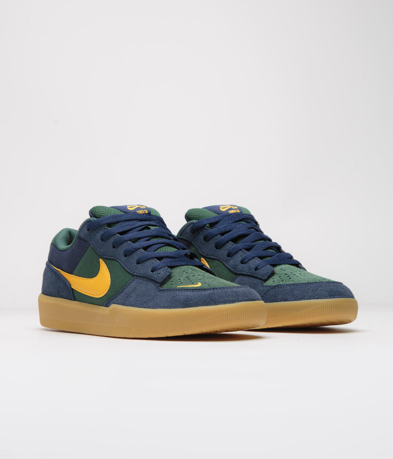 Nike SB Force 58 Shoes in Midnight Navy and University Gold and Fir