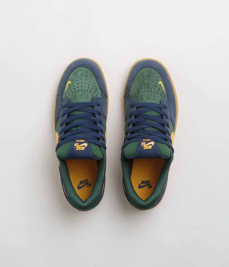 Nike SB Force 58 Shoes in Midnight Navy and University Gold and Fir