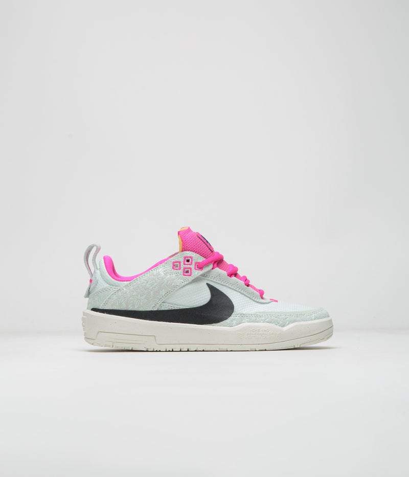 Nike SB Kids Day One Shoes in Sail and Black and Barely Green - Fierce Pink