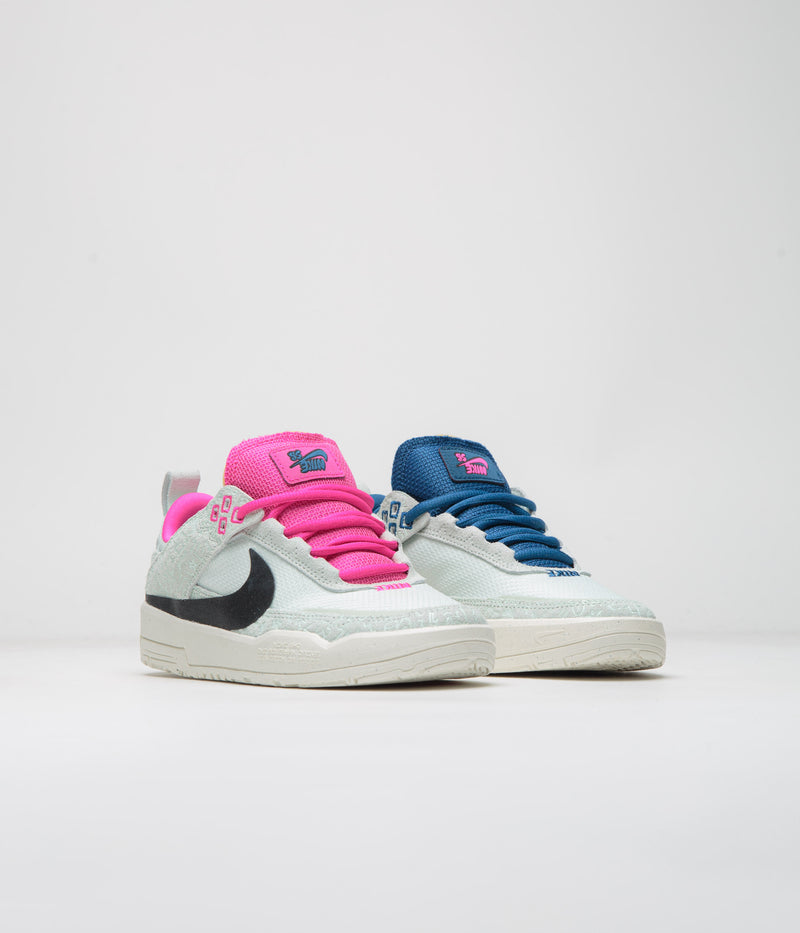 Nike SB Kids Day One Shoes in Sail and Black and Barely Green - Fierce Pink