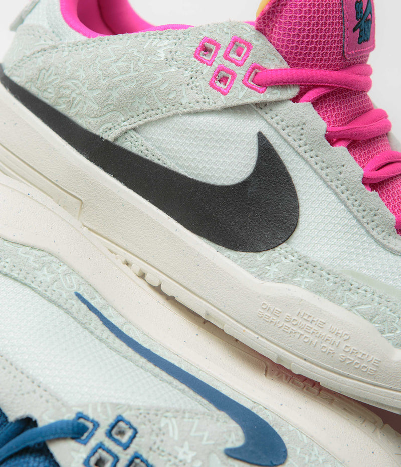 Nike SB Kids Day One Shoes in Sail and Black and Barely Green - Fierce Pink