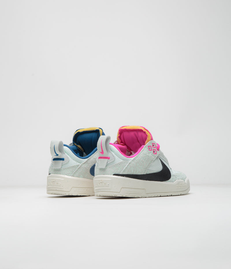 Nike SB Kids Day One Shoes in Sail and Black and Barely Green - Fierce Pink